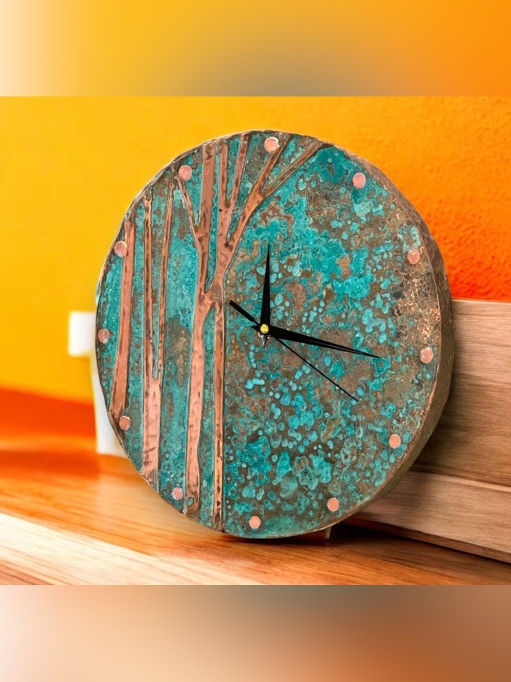 Time Circles Tree Wall Clock Handmade Copper